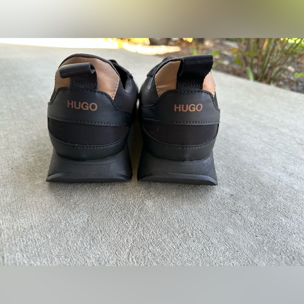 HUGO BOSS Icelin Sneakers Mens Black Trainer Lace Up Casual Size 9 Never Worn! - Picture 5 of 7